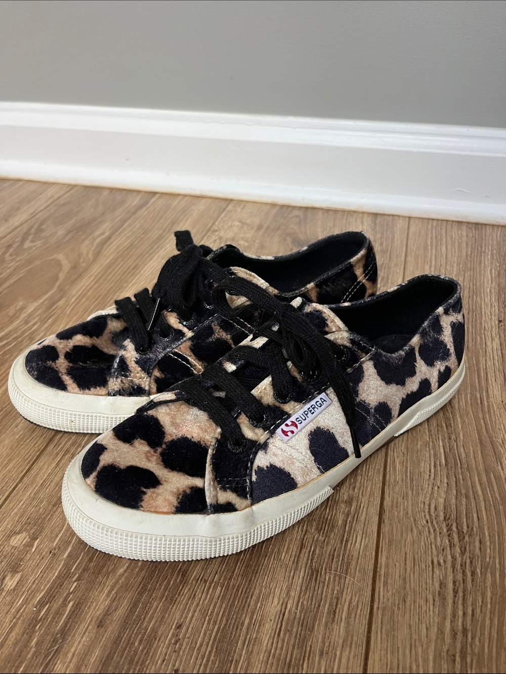 Superga 2750 FANVELW Leopard Velvet Sneakers Size 7